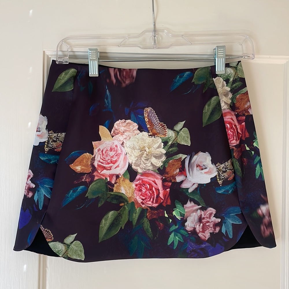 Top shop print silk mini skirt